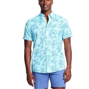 IZOD Saltwater Dockside Chambray Short Sleeve Color Tanager Turquoise Sz XXL